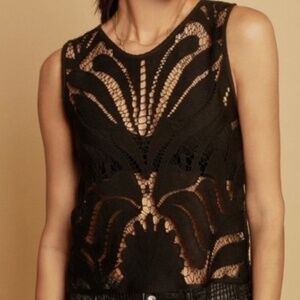NEW CITY STREETS Black Lace Sheer Sleeveless Top sz S